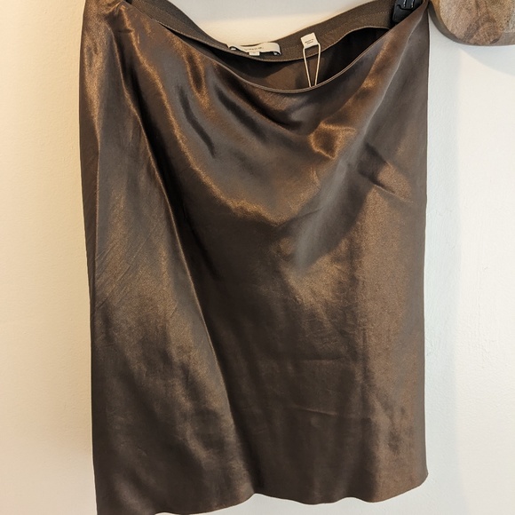 Vince Medium Bronze Gold Silk Slip Skirt - Picture 5 of 6